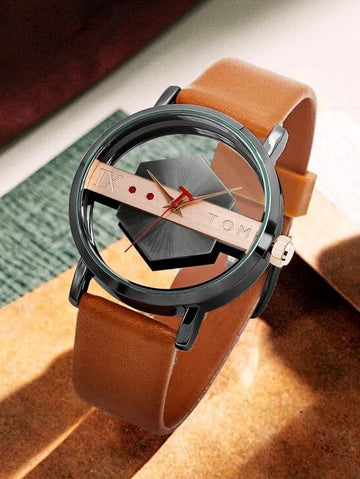 TOMI T-100 Luxury Unisex Watch Quartz Round Dial Transparent Wrist Watch
