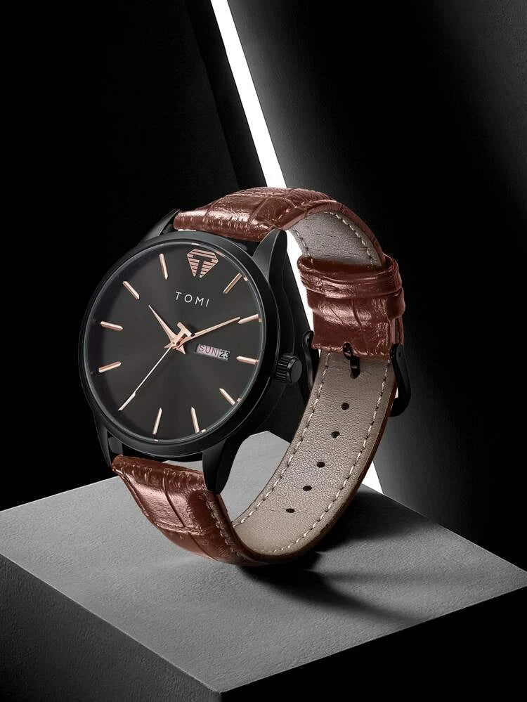 TOMI T-045 Men’s Business Luxury Watch – Day/Date Display – Quartz Movement