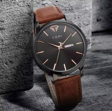 TOMI T-045 Men’s Business Luxury Watch – Day/Date Display – Quartz Movement