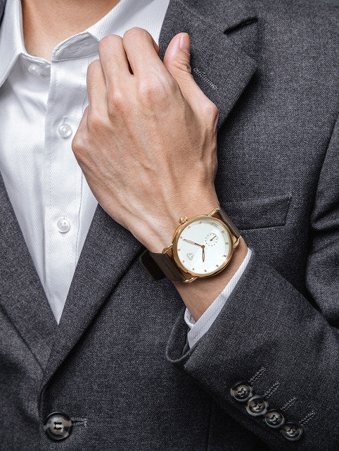 TOMI T-037 Business Luxury Minimalist Watch Classic Round Dial Side Second